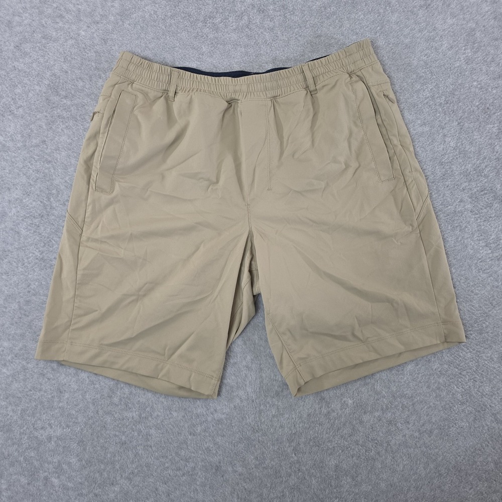 Birddogs Drawstring Shorts Mens XL Long Tan Lined Performance Stretch Golf Sport